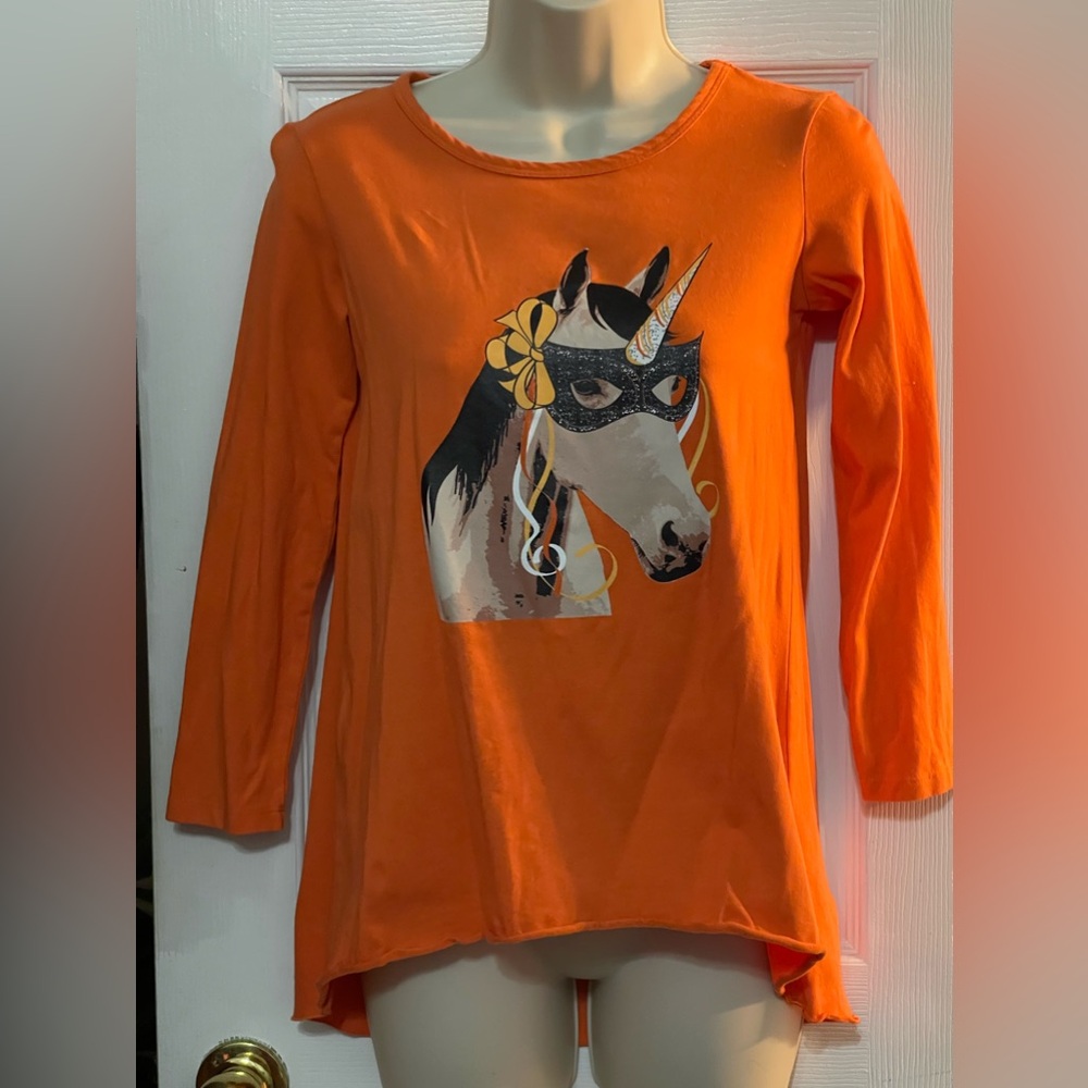 CWD Kids Orange Hi Lo Tunic Unicorn Sz 14